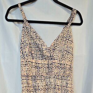 Passion Lilie Maxi Dress Blue/yellow/white Size Med 100% Cotton Pockets